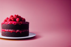 Raspberry cake design with empty space for restaurant menu 3d illustrated